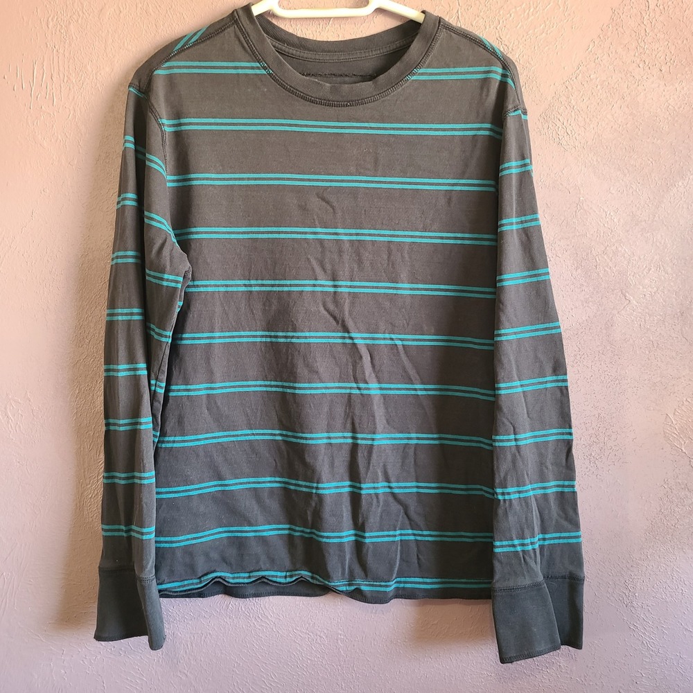 Urban Pipeline Striped‎ Long Sleeve Shirt Mens Large Navy Teal Good 1448GRD